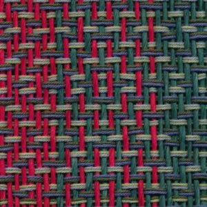 Handloom Cotton Basket Weave Fabric – Emerald & Crimson Multicolour (By the Metre)