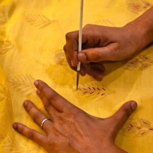 Hand Block Printed Cotton Dupatta – Sunflower Yellow