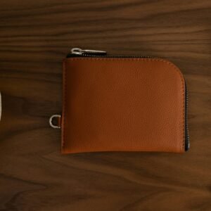 Slim Leather Zip Pouch Wallet – Tan