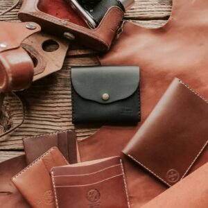 Handstitched Leather Card Holder & Journal Cover Set – Cognac Tan